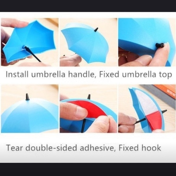 6 Adhesive Umbrella Organization Wall Hooks - Picture 5 of 7